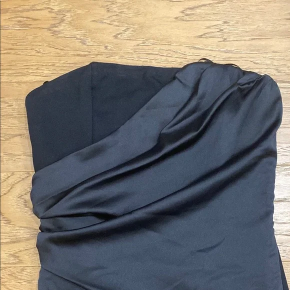 STEELE Black Asymmetrical Ruched Strapless Cocktail Dress size xsmall - Picture 2 of 6